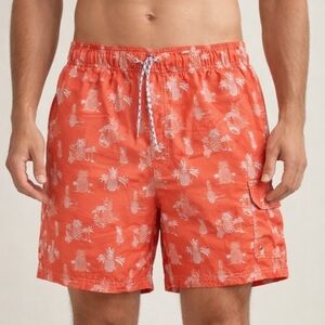Croft & Barrow Mens Orange Pineapple Print Swim Trunks Mesh Lined XL